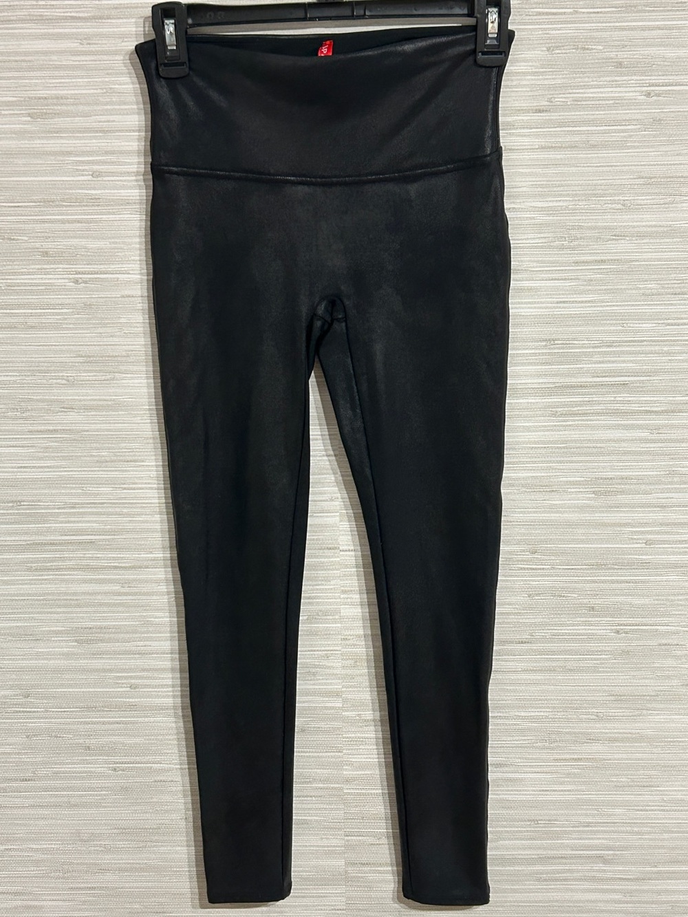 Spanx Shape Faux Leather Leggings Black Petite Medium Pull On